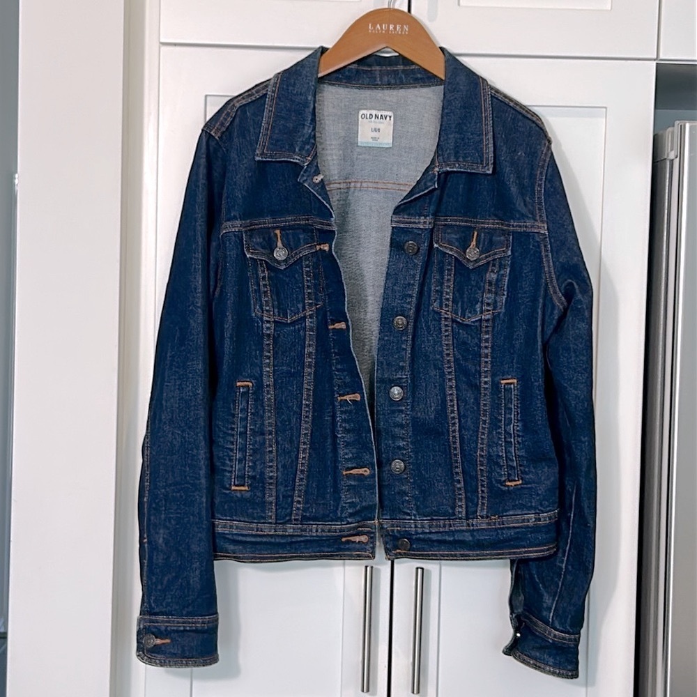 Old Navy Women’s Denim Jean Jacket Size Large Classic Blue Button Front
